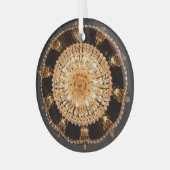 Guildhall Elegance: Antiek kroonluchter Uitzicht Glas Ornament (Voorkant links)