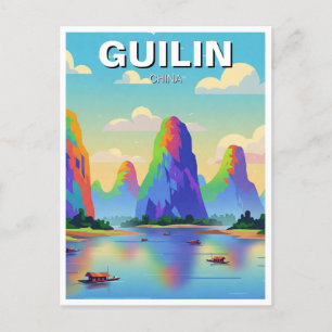 Guilin China Li River Travel Abstracte kunst Briefkaart