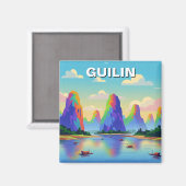 Guilin China Li River Travel Abstracte kunst Magneet (Voorkant / Achterkant)