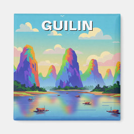 Guilin China Li River Travel Abstracte kunst Magneet