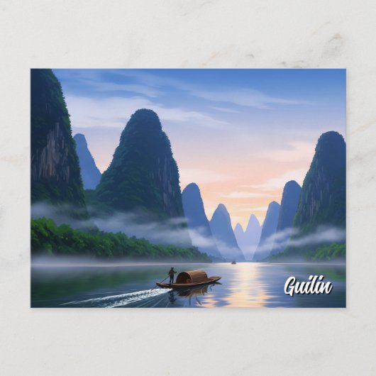 Guilin China Li River Travel Briefkaart (Voorkant)