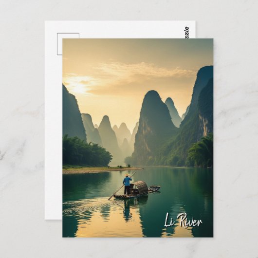 Guilin China Li River Travel Briefkaart (Voorkant / Achterkant)