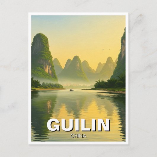 Guilin China Li River Travel Briefkaart (Voorkant)