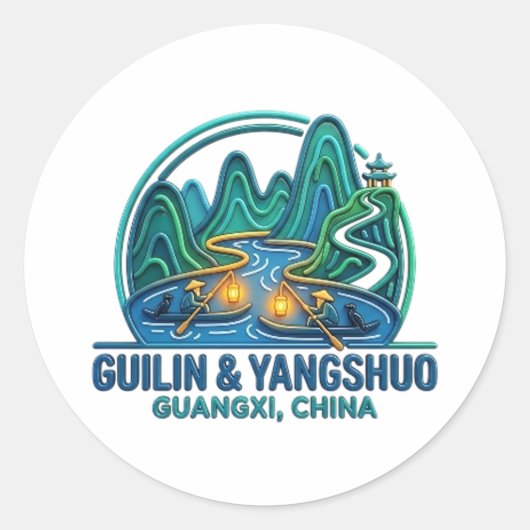 GUILIN & YANGSHUO RONDE STICKER (Voorkant)
