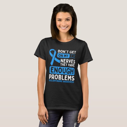 Guillain Barre Awareness Nerves Blue Ribbon T-shirt (Voorkant volledig)