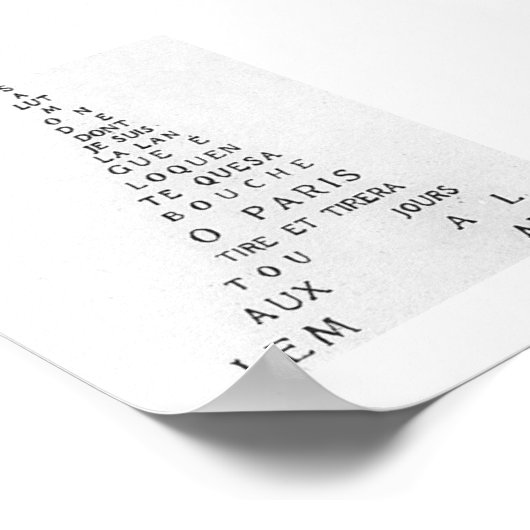 Guillaume Apollinaire, Eiffel Calligramme Poster (Hoek)