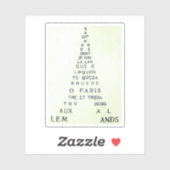 Guillaume Apollinaire, Eiffel Calligramme Sticker (Vel)
