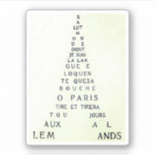 Guillaume Apollinaire, Eiffel Calligramme Sticker (Voorkant)