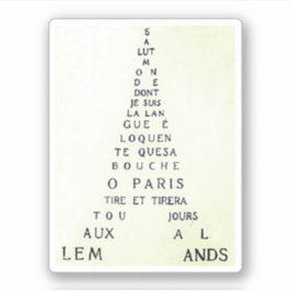 Guillaume Apollinaire, Eiffel Calligramme Sticker