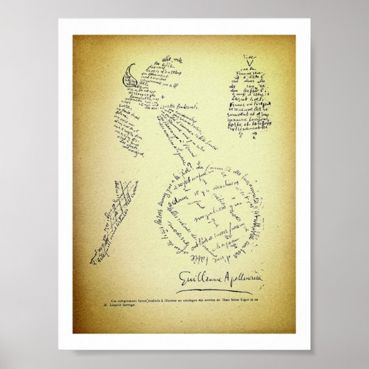 Guillaume Apollinaire, Poème Calligramme (1920) Poster (Voorkant)