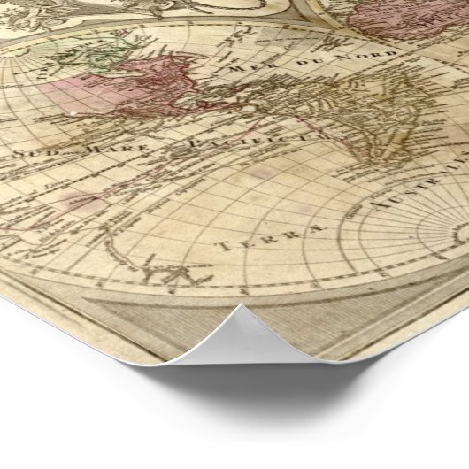 Guillaume de L'Isle 1690 Map of the World Poster (Hoek)