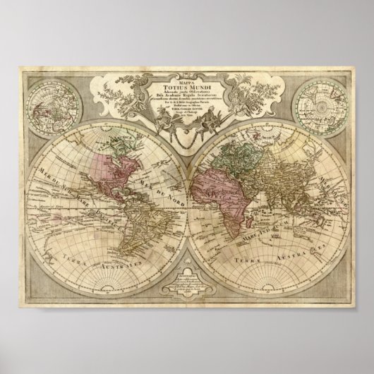 Guillaume de L'Isle 1690 Map of the World Poster (Voorkant)