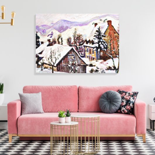 Guillaumin - Het dorp St. Sauves-d'Auvergne Canvas Afdruk (Insitu (Woonkamer))