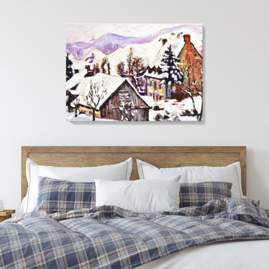 Guillaumin - Het dorp St. Sauves-d'Auvergne Canvas Afdruk (Insitu (Slaapkamer))