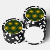 Guilloche Bloemen donkergroen geel Pokerchips (Opstapeling)