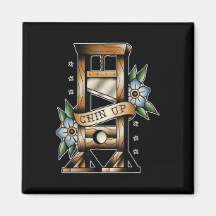 Guillotine Traditioneel Tattoo Flash Chin Up Medie Magneet