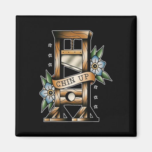 Guillotine Traditioneel Tattoo Flash Chin Up Medie Magneet (Voorkant)