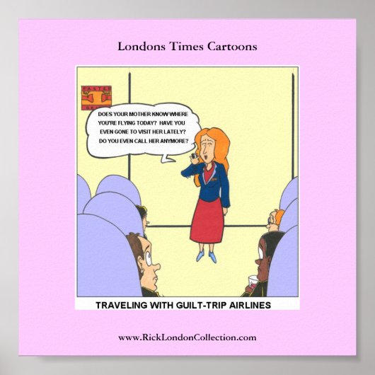 Guilt Trip Airlines Funny Carrtoon Funny Poster (Voorkant)