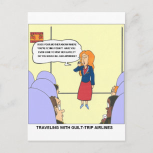 Guilt Trip Airlines Grappige Carrtoon Cadeaus & T- Briefkaart