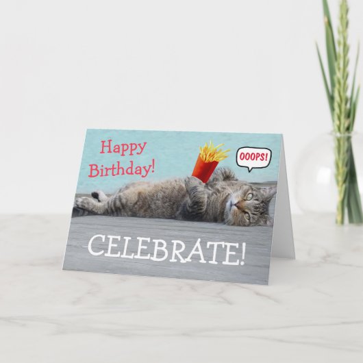 Guilty Cat Funny Birthday Kaart (Voorkant)