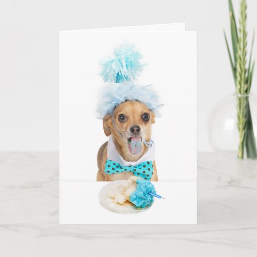 Guilty Dog Eating Birthday Cake Greeting Card Kaart (Voorkant)