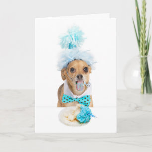 Guilty Dog Eating Birthday Cake Greeting Card Kaart
