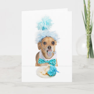 Guilty Dog Eating Birthday Cake Greeting Card Kaart