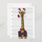 Guilty Giraffe Mugshot Funny Happy Valentine Dag Feestdagenkaart (Voorkant / Achterkant)