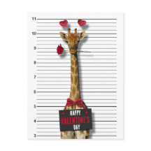 Guilty Giraffe Mugshot Funny Happy Valentine Dag