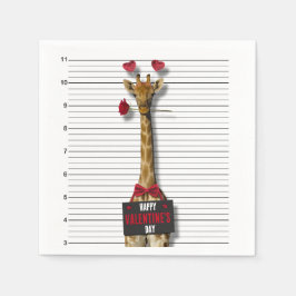 Guilty Giraffe Mugshot Funny Happy Valentine Dag Servet