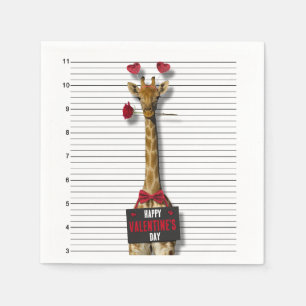 Guilty Giraffe Mugshot Funny Happy Valentine Dag Servet
