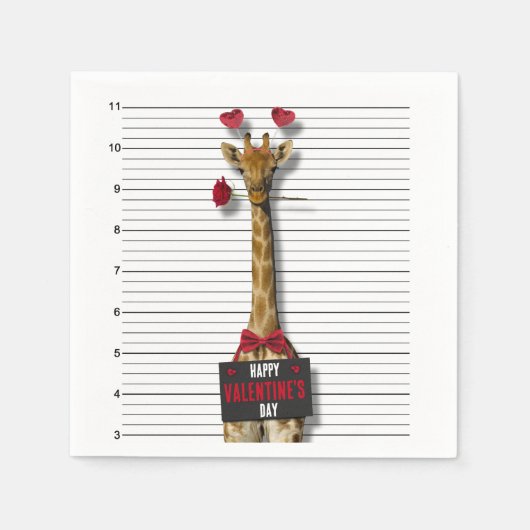 Guilty Giraffe Mugshot Funny Happy Valentine Dag Servet (Voorkant)