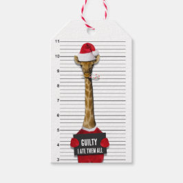 Guilty Giraffe Mugshot Funny Kerstmis Cadeaulabel