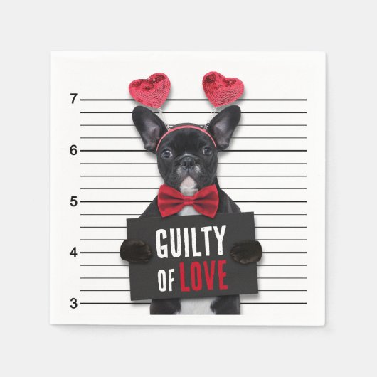 Guilty Love Dog Mugshot Funny Valentijnsdag Servet (Voorkant)
