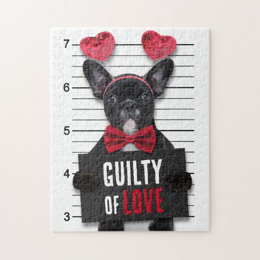 Guilty Love Mugshot Dog Funny Valentijnsdag Legpuzzel (Verticaal)