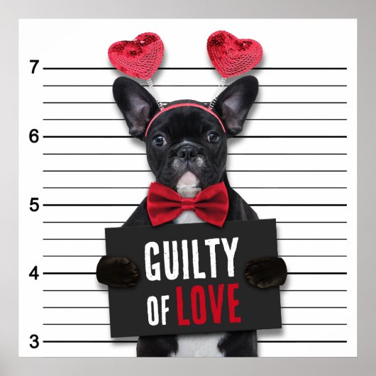 Guilty Love Mugshot Dog Funny Valentijnsdag Poster (Voorkant)