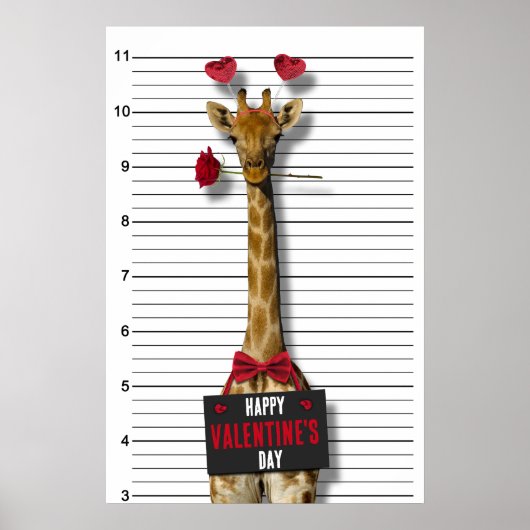 Guilty Mugshot Giraffe Funny Happy Valentine Dag Poster (Voorkant)