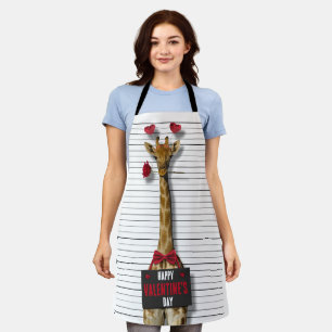 Guilty Mugshot Giraffe Funny Happy Valentine Dag Schort