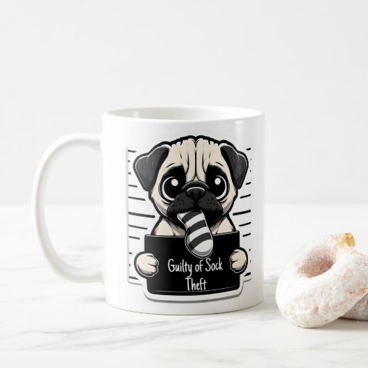 Guilty Paws Mok Shot - Pug - Koffie Mok (Met donut)
