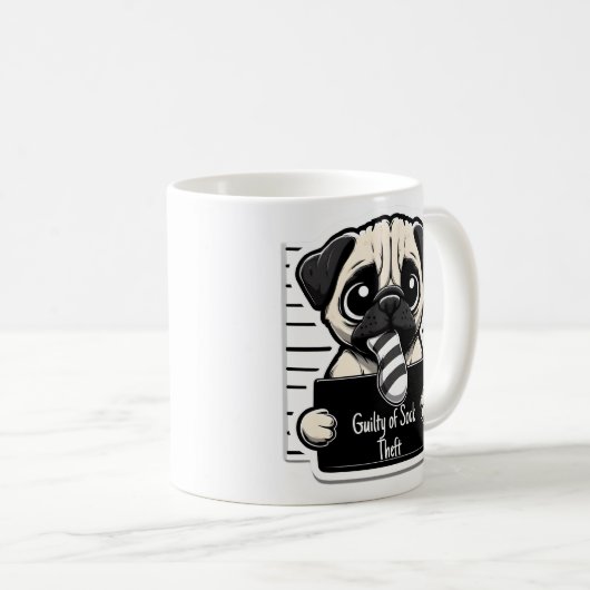 Guilty Paws Mok Shot - Pug - Koffie Mok (Voorkant rechts)