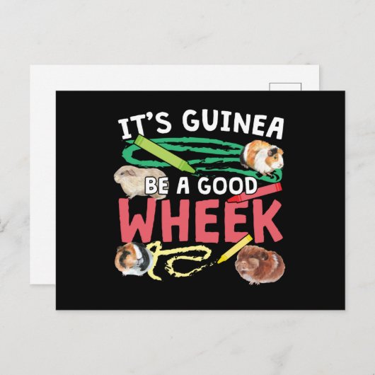 Guinea Be a Good Wheek - Guinee Pig Pun Briefkaart (Voorkant / Achterkant)