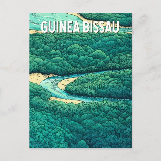 Guinea Bissau Illustration Travel Art Vintage Briefkaart (Voorkant)