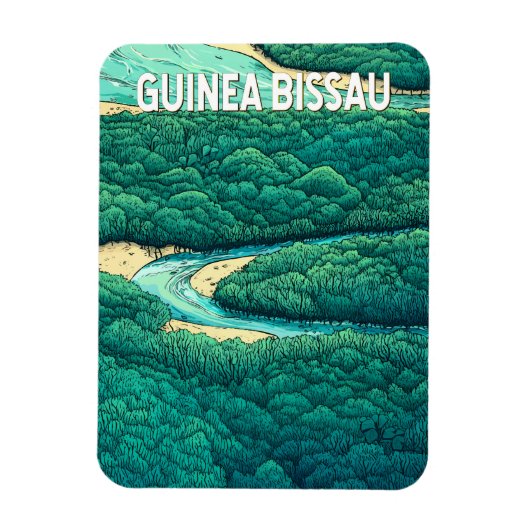 Guinea Bissau Illustration Travel Art Vintage Magneet (Verticaal)