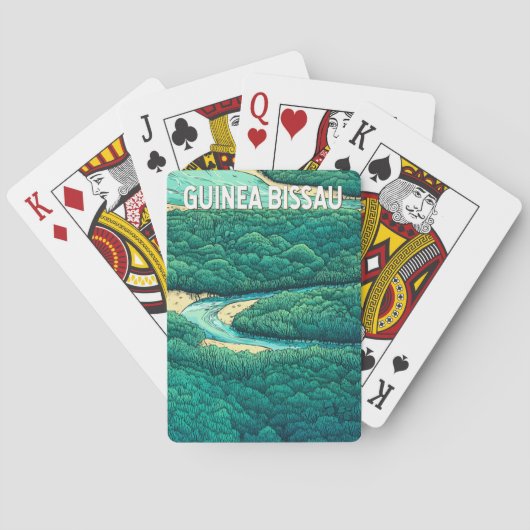 Guinea Bissau Illustration Travel Art Vintage Pokerkaarten (Achterkant)