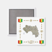 Guinea-Conakry Map + Flags Magnet (Voorkant / Achterkant)
