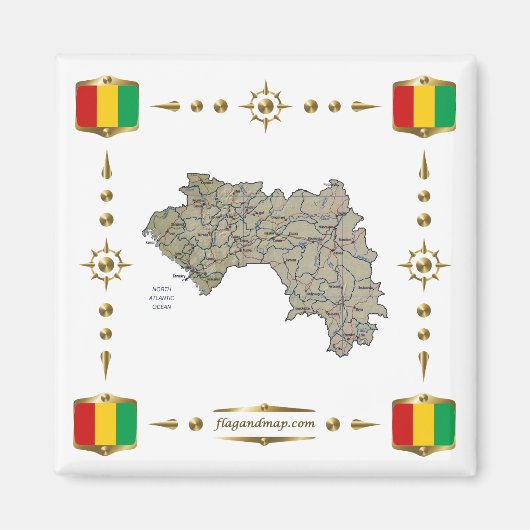 Guinea-Conakry Map + Flags Magnet (Voorkant)