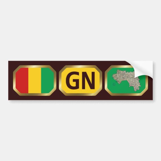 Guinea-Conakry Vlag Landkaart Code Bumpersticker (Voorkant)