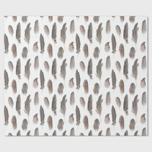 Guinea Farm Bird Feather Pattern Cadeaupapier (Vlak)