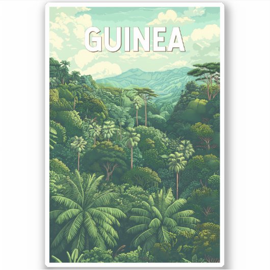 Guinea Illustration Travel Art Vintage Sticker (Voorkant)