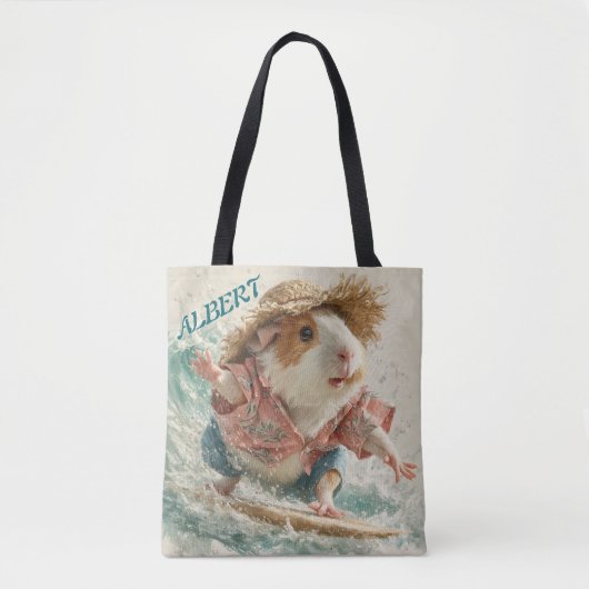 Guinea Pig Albert The Surfer Catching Waves Tote Bag (Voorkant)